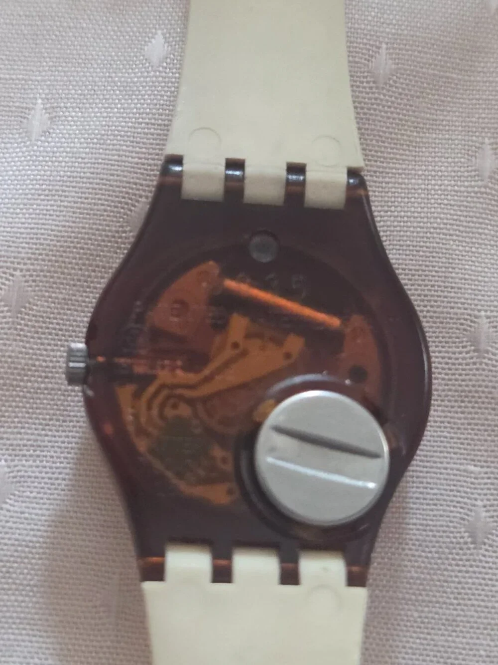 SWATCH Borgo Nuovo ivory color bands and brown face. 1993 Great shape no case